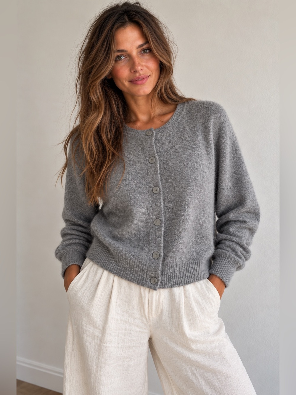 NWT Quince 100% Mongolian Cashmere Cardigan Heather Gray Small